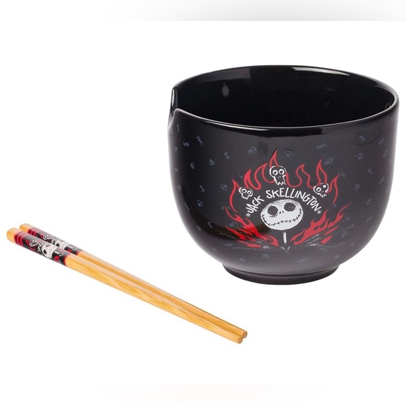 The Nightmare Before Christmas Jack Skellington Ramen Bowl With Chopsticks NIB - Picture 3 of 6